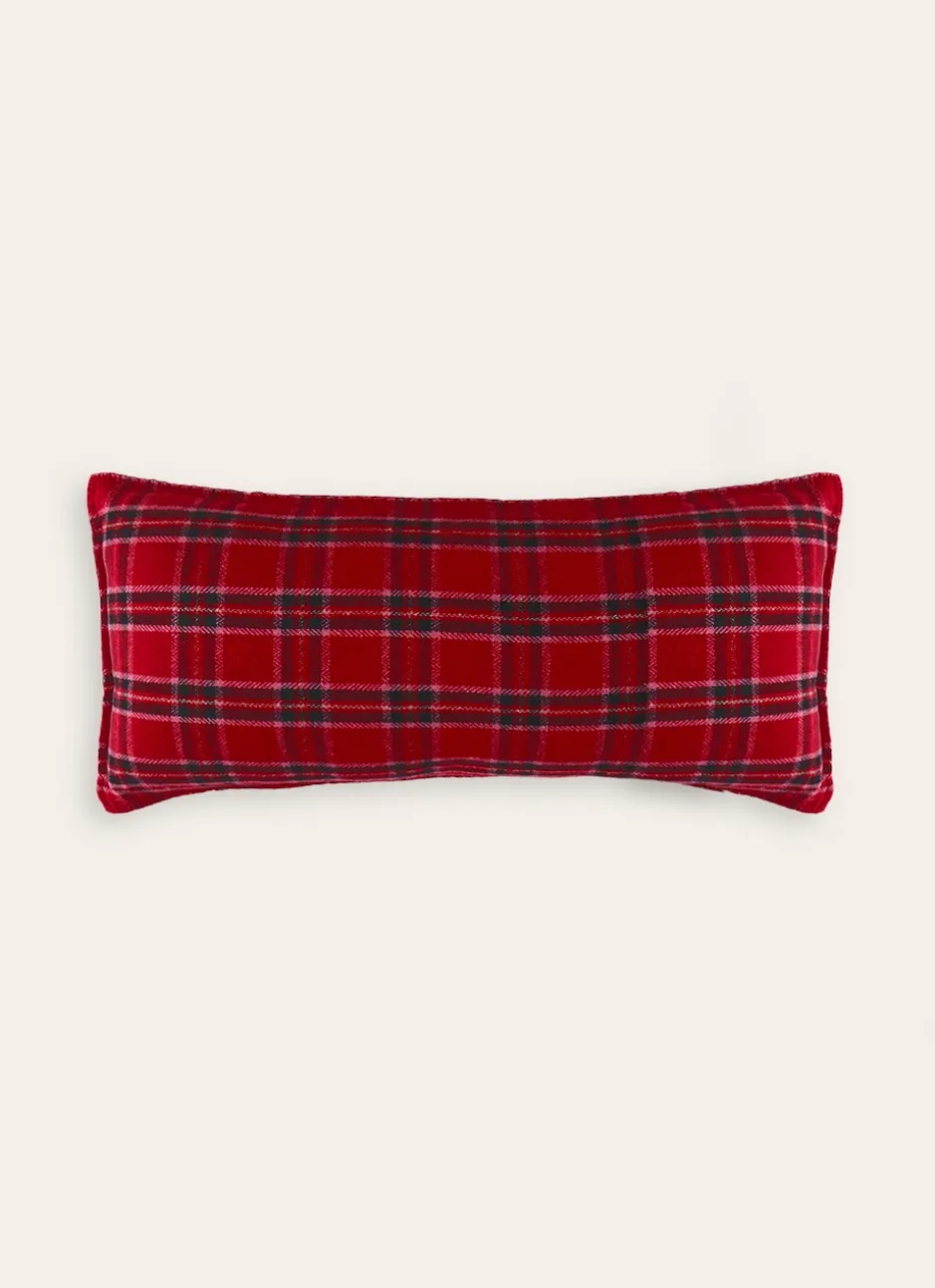 COUSSIN À CARREAUX EN LAINAGE JACQUARD ROUGE