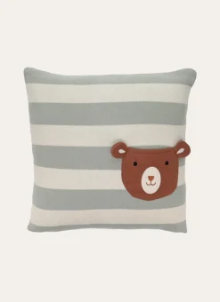 COUSSIN CARRÉ EN TRICOT DE COTON AVEC POCHE OURS MULTICOLORE