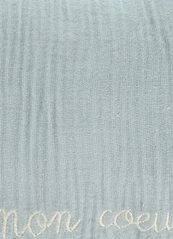 COUSSIN EN GAZE DE COTON BRODERIE FIL DORÉ MOUSSE