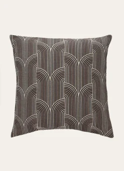 COUSSIN JACQUARD EN VELOURS CHENILLE NATUREL/NOIR