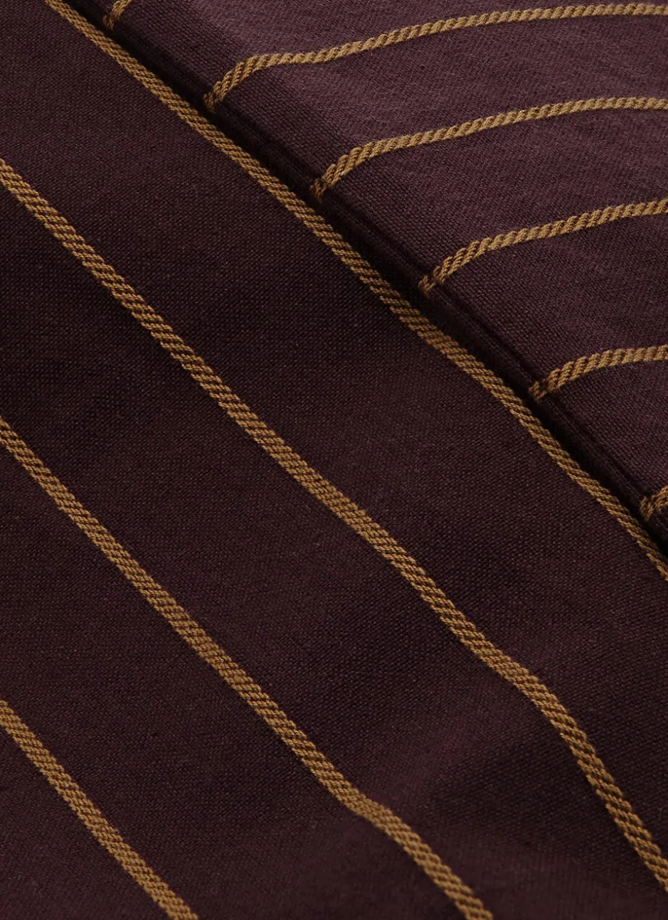COUSSIN À RAYURES TISSÉES PRUNE