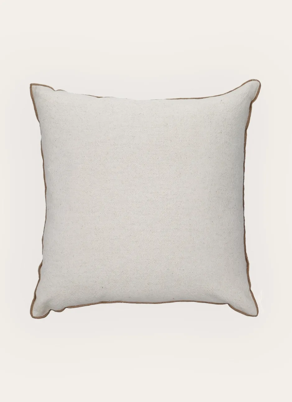 COUSSIN UNI CHINÉ AVEC BOURDON CONTRASTÉ BEIGE