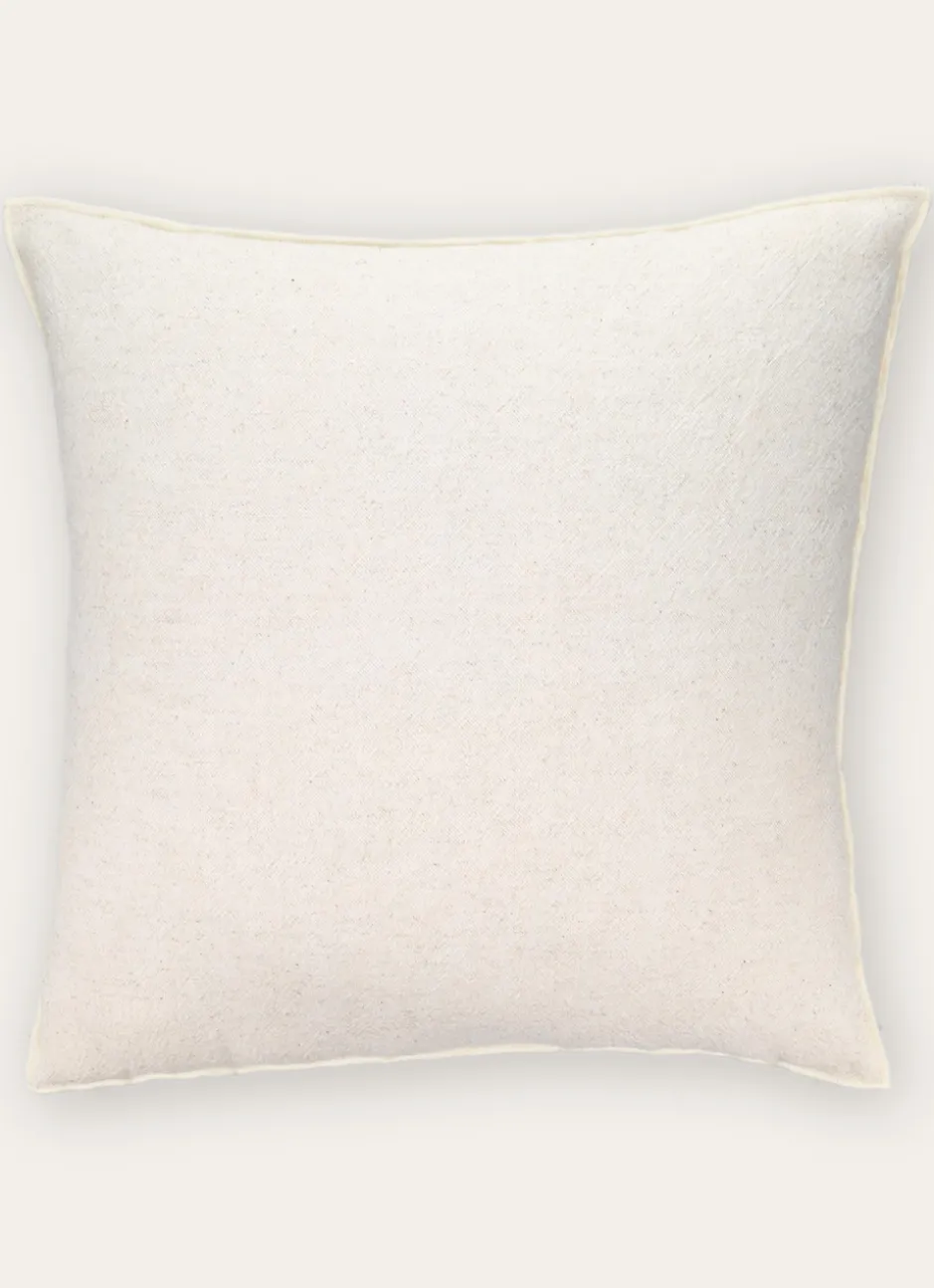 COUSSIN UNI COTON-LIN AVEC BOURDON CONTRASTÉ ÉCRU/BLANC CASSÉ