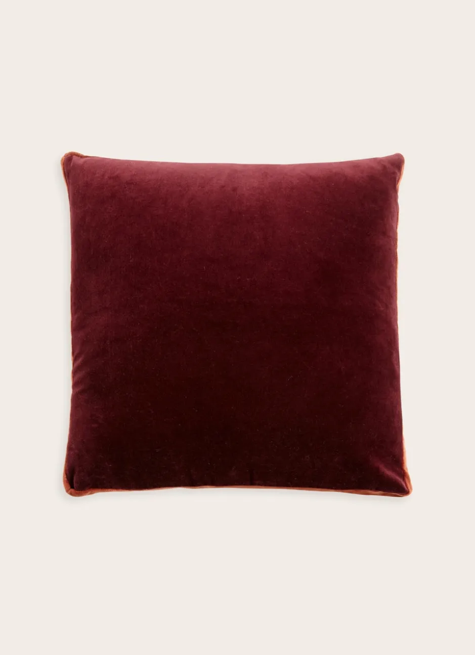 COUSSIN UNI EN VELOURS DE COTON AUBERGINE