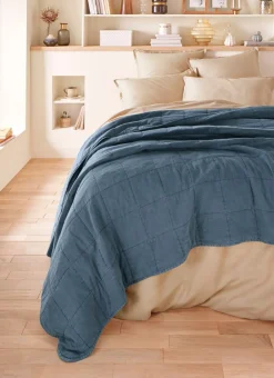 COUVRE-LIT MATELASSÉ UNI INDIGO