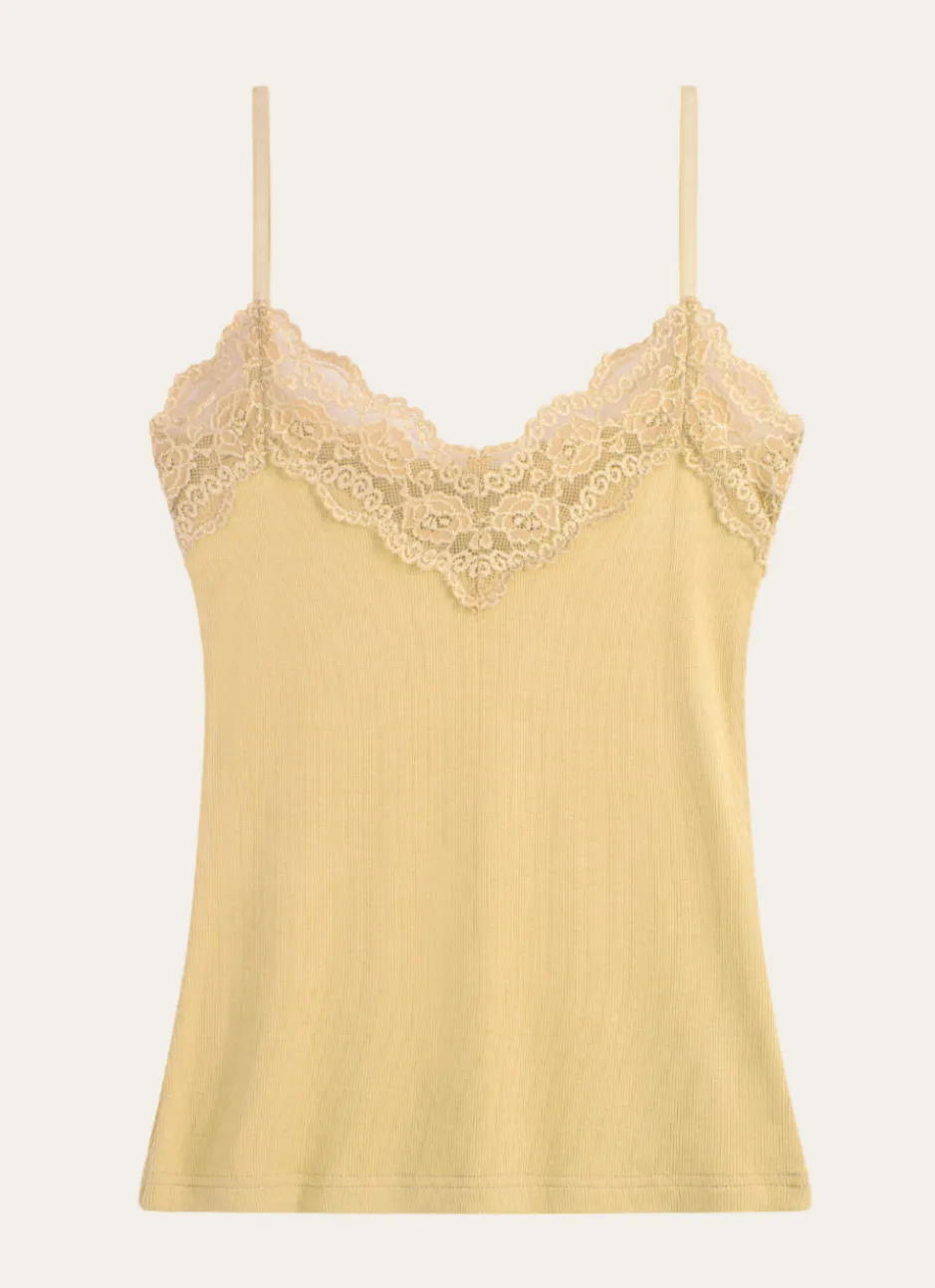 DÉBARDEUR DENTELLE JAUNE