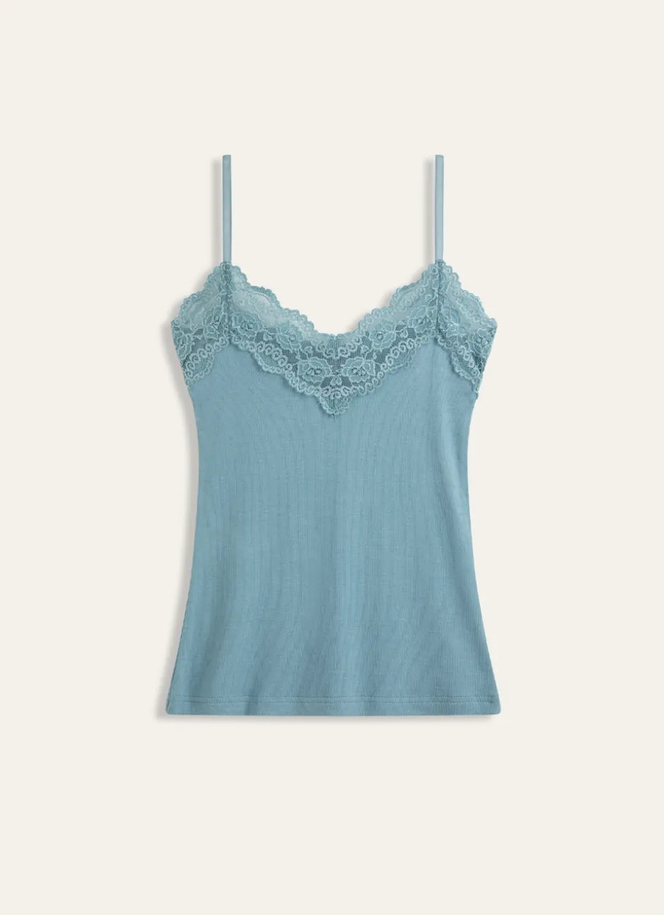 DÉBARDEUR DENTELLE TURQUOISE