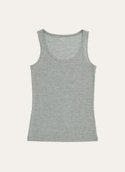 DEBARDEUR A COL ROND EN COTON GRIS CHINE