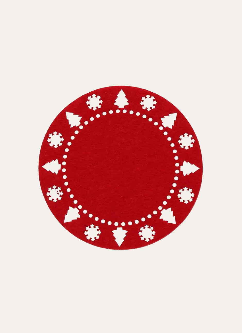 4 DESSOUS VERRES EN FEUTRINE ROUGE