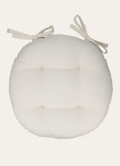 DESSUS DE CHAISE ROND EN COTON AVEC LIENS À NOUER ÉCRU