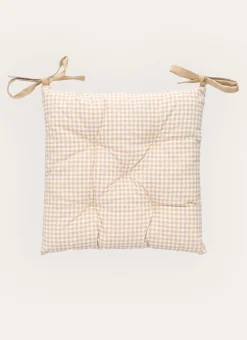 DESSUS DE CHAISE TOILE IMPRIMÉE FAÇON VICHY BEIGE