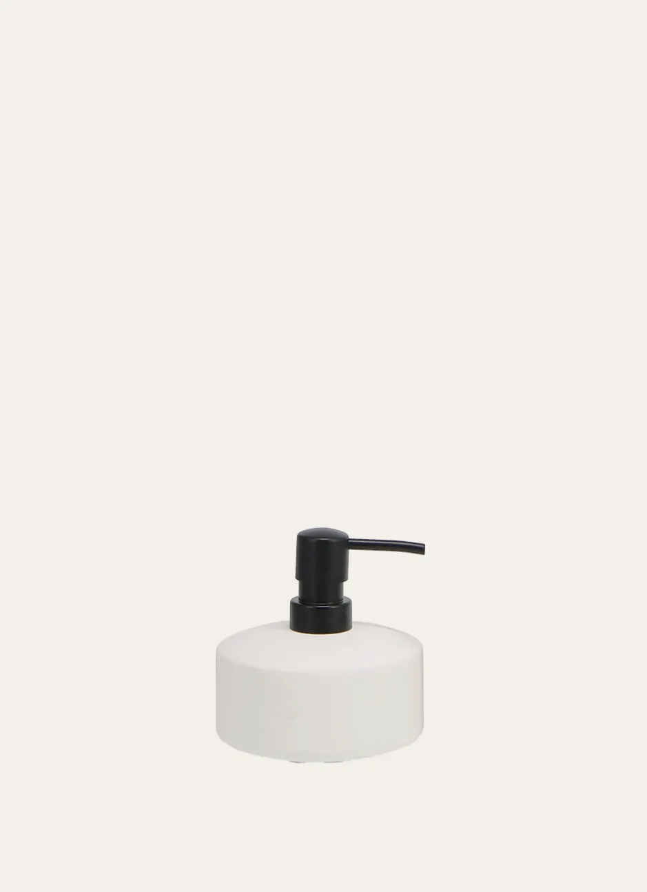 DISTRIBUTEUR DE SAVON EN GRÈS BLANC