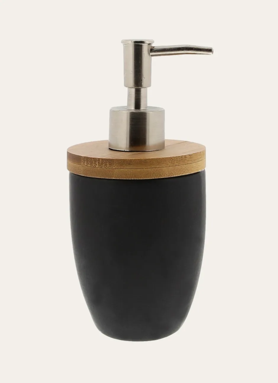 DISTRIBUTEUR DE SAVON EN GRÈS ET BAMBOU NOIR/BAMBOU