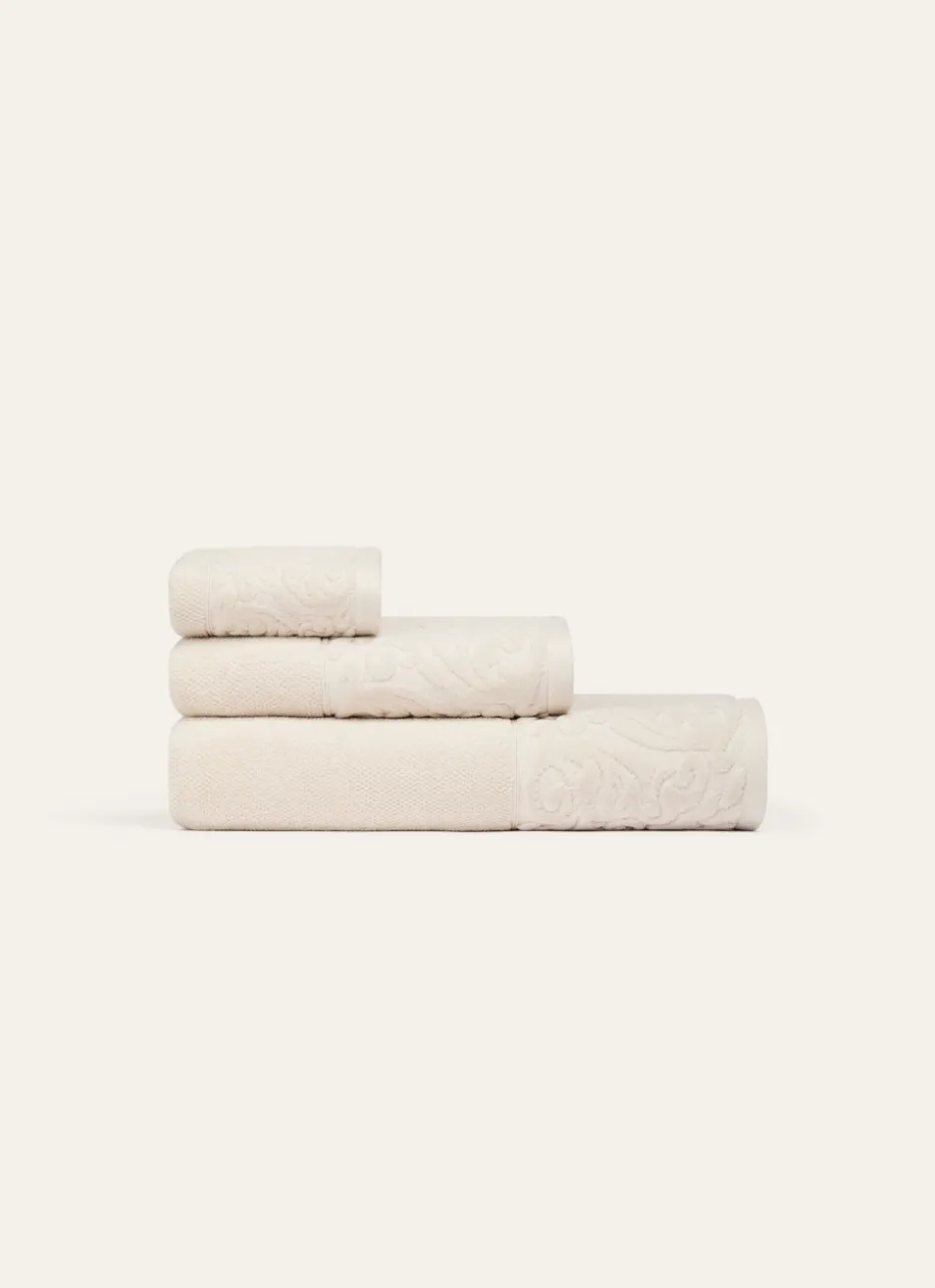 DRAP DE BAIN EN COTON LITEAU CISELÉ BEIGE