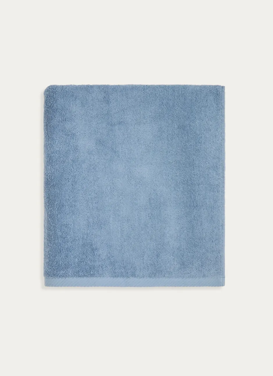 DRAP DE BAIN EN COTON UNI BASIL BLEU
