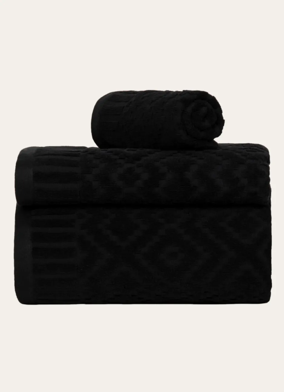 DRAP DE BAIN EN JACQUARD Noir