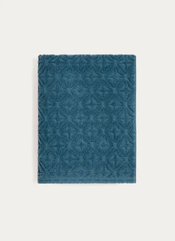 DRAP DE BAIN EN VELOURS JULIAN MOTIF GÉOMÉTRIQUE BLEU