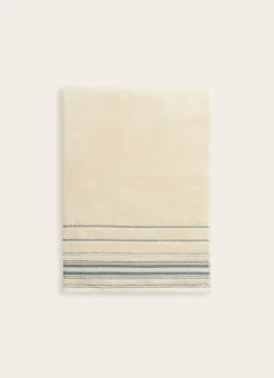 DRAP DE BAIN EVAN ÉCRU / VERT