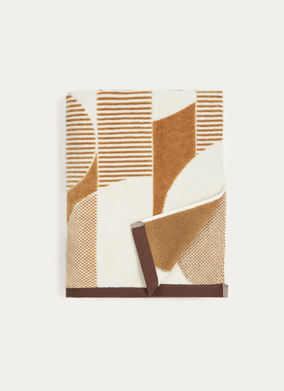 DRAP DE BAIN JACQUARD MOTIF GÉOMÉTRIQUE MULTICOLORE