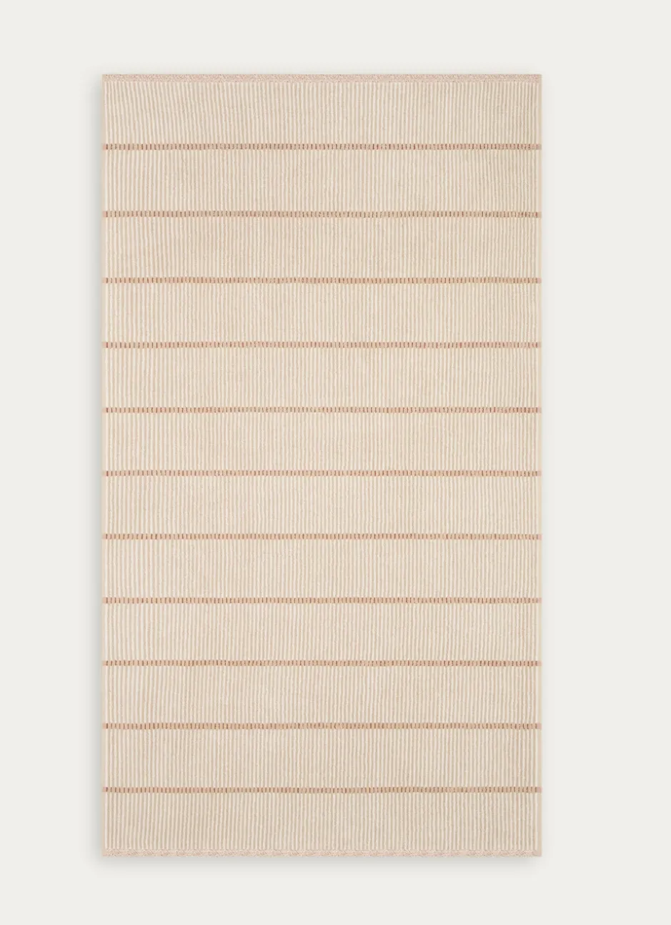 DRAP DE BAIN À RAYURES BEIGE