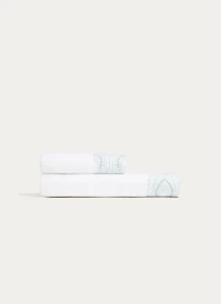 DRAP DE BAIN UNI SABRINA AVEC LITEAU FANTAISIE BLANC