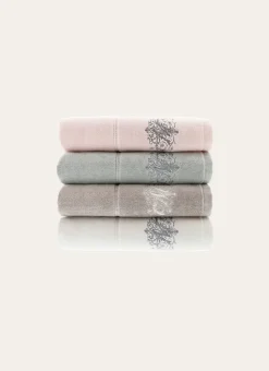 DRAP DE BAIN VELOURS EN COTON BRODERIE 500GR BLANC