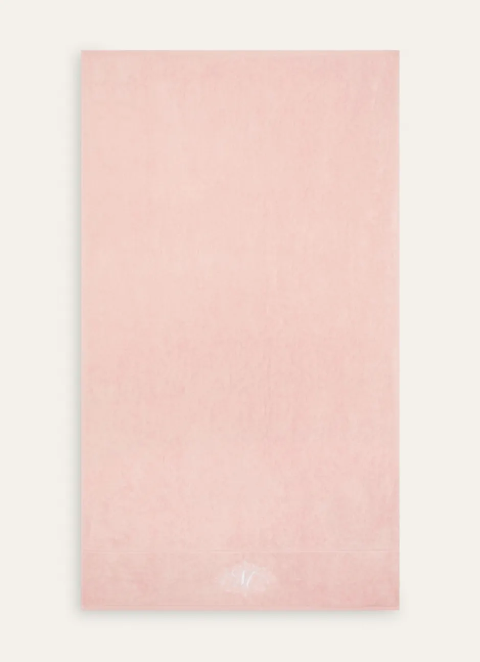 DRAP DE BAIN VELOURS EN COTON BRODERIE 500GR ROSE