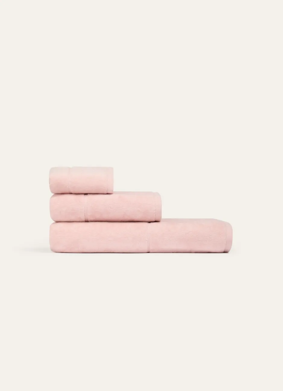 DRAP DE BAIN VELOURS EN COTON BRODERIE 500GR ROSE