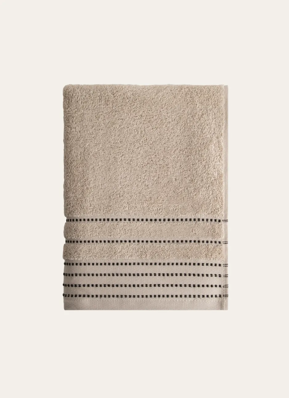 DRAP DE DOUCHE EN COTON DÉTAILS POINTS BEIGE
