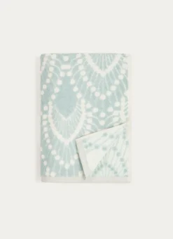 DRAP DE DOUCHE EN JACQUARD SERENA MOTIFS ART DÉCO BLEU CLAIR
