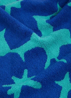 DRAP DE DOUCHE JACQUARD BICOLORE AVEC MOTIF FLORAL BLEU/VERT