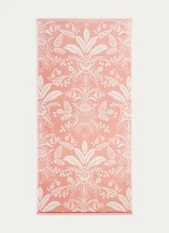 DRAP DE DOUCHE JADE À GRANDS MOTIFS FLORAUX ROSE CLAIR