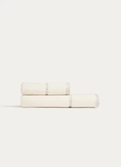 DRAP DE DOUCHE UNI AVEC LITEAU LÉOPARD BEIGE CLAIR