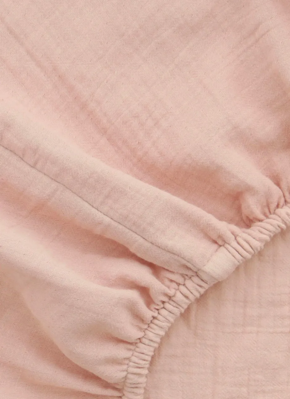 DRAP HOUSSE BÉBÉ EN GAZE DE COTON ROSE
