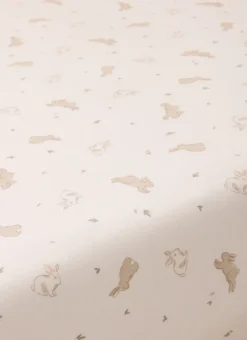 DRAP HOUSSE BÉBÉ EN JERSEY DE COTON IMPRIMÉ LAPIN BLANC