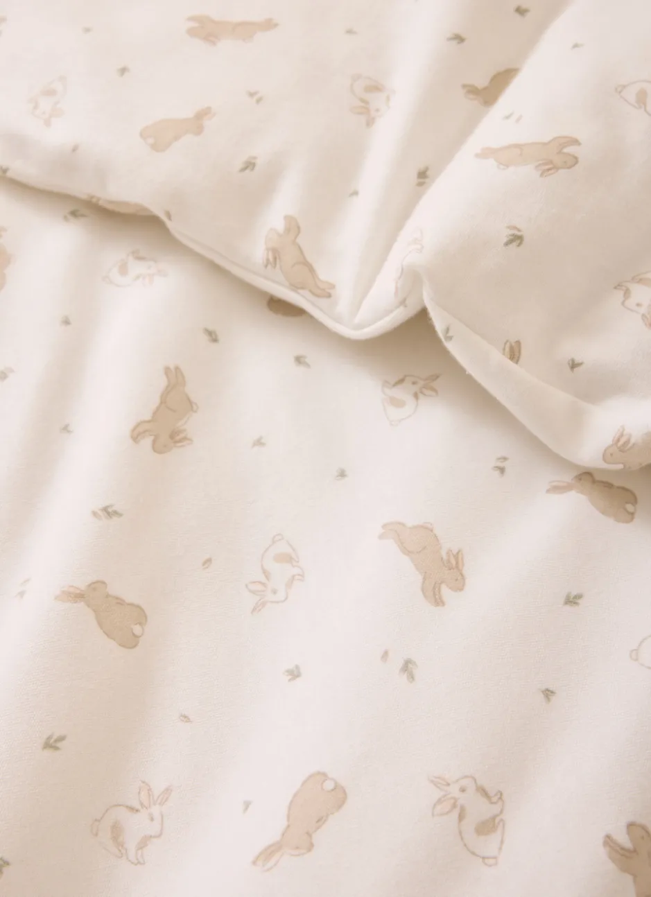DRAP HOUSSE BÉBÉ EN JERSEY DE COTON IMPRIMÉ LAPIN BLANC