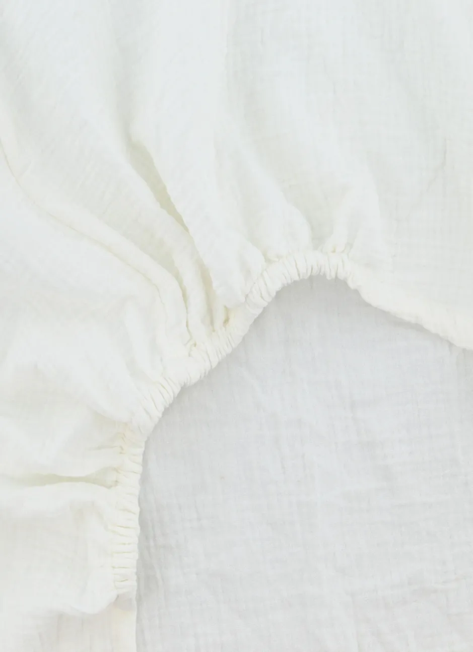 DRAP HOUSSE ENFANT EN GAZE DE COTON LAIT