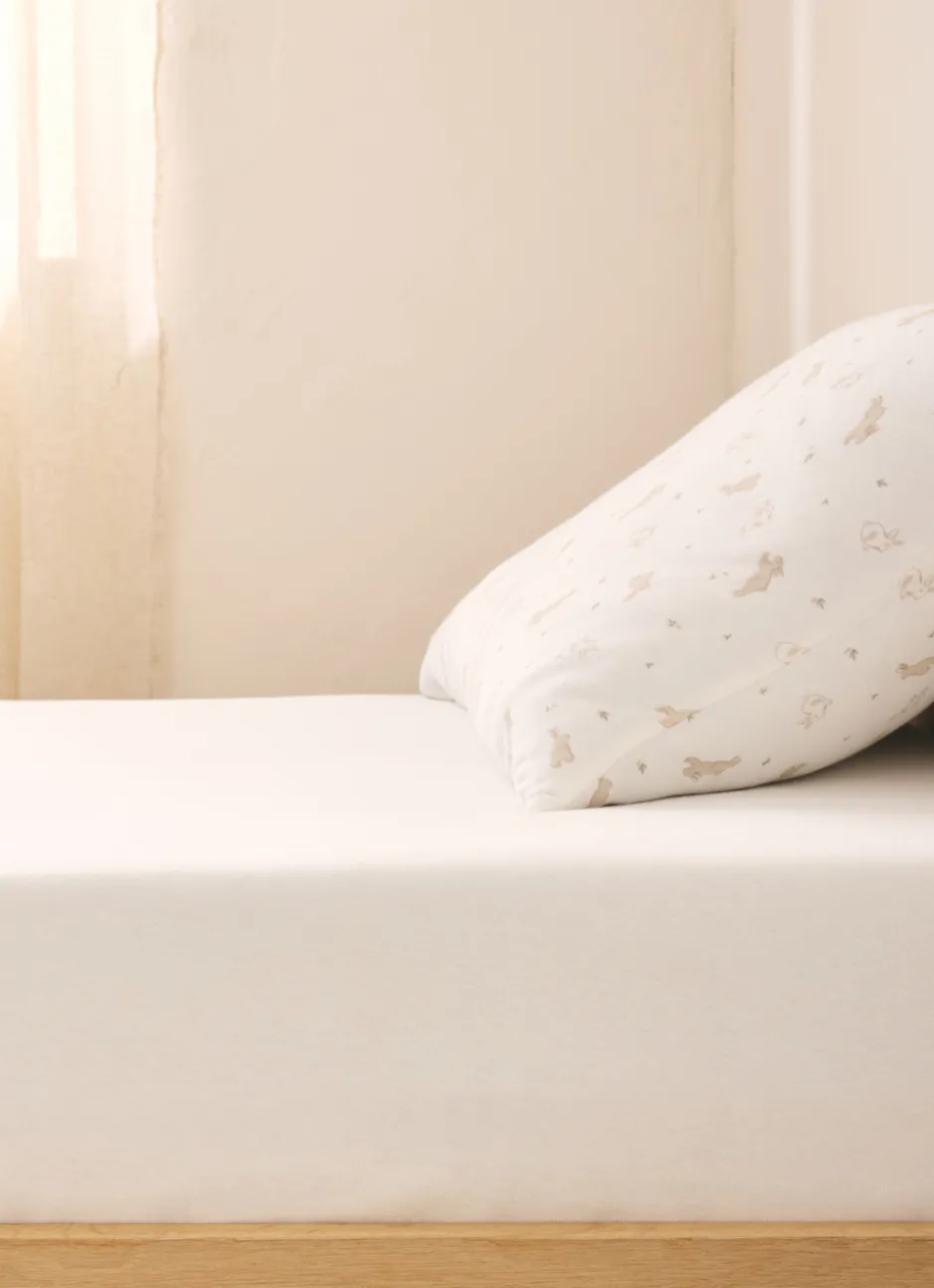 DRAP HOUSSE ENFANT EN JERSEY DE COTON BIO ÉCRU