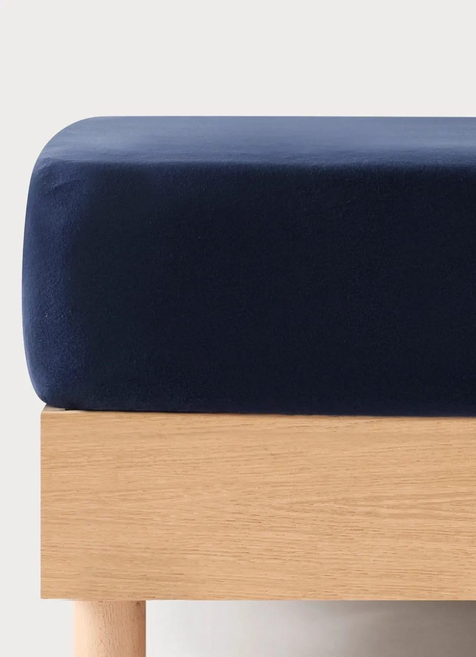 DRAP HOUSSE EN FLANELLE UNIE RAGOON BLEU INDIGO