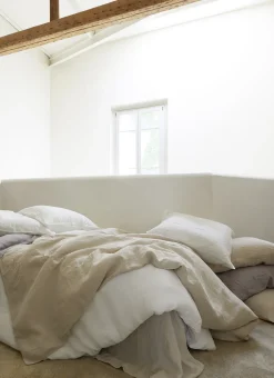 DRAP HOUSSE EN LIN LAVÉ UNI 165GR BLANC
