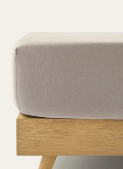DRAP HOUSSE EN LIN LAVÉ UNI 165GR TAUPE