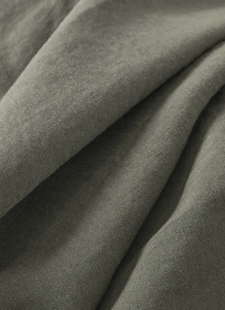 DRAP HOUSSE EN LIN LAVÉ UNI 165GR VERT DE GRIS