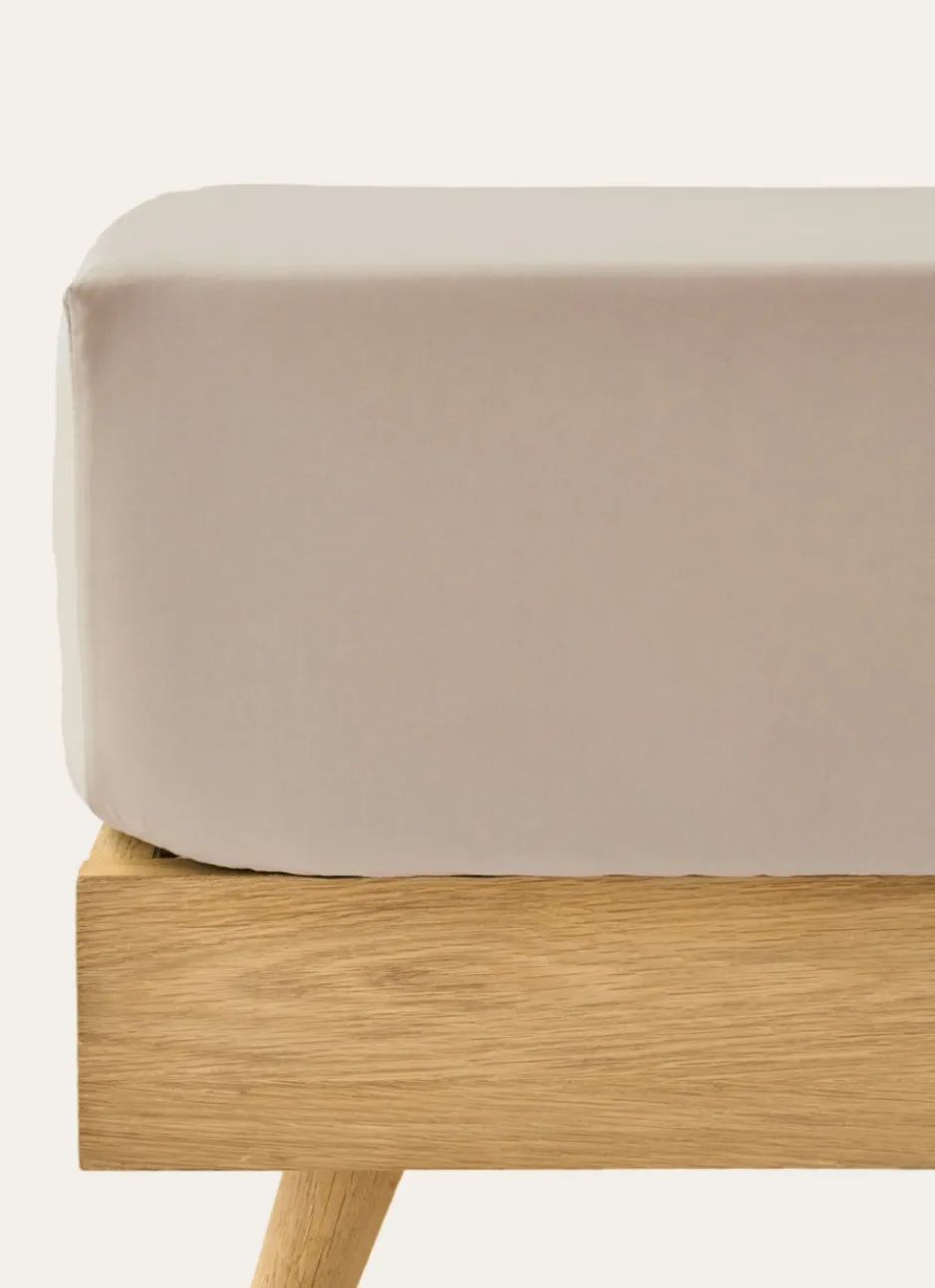 DRAP HOUSSE EN PERCALE DE COTON POUR LIT ARTICULÉ SABLE