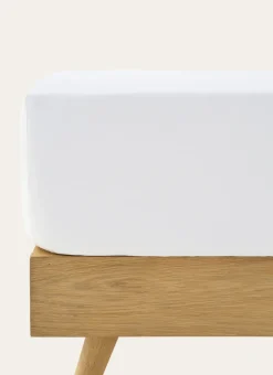DRAP HOUSSE EN PERCALE DE COTON POUR LIT ARTICULÉ BLANC