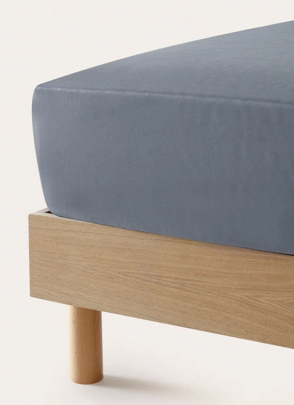 DRAP HOUSSE EN SATIN DE COTON UNI ARDOISE