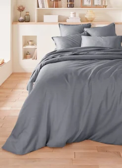 DRAP HOUSSE EN SATIN DE COTON UNI ARDOISE