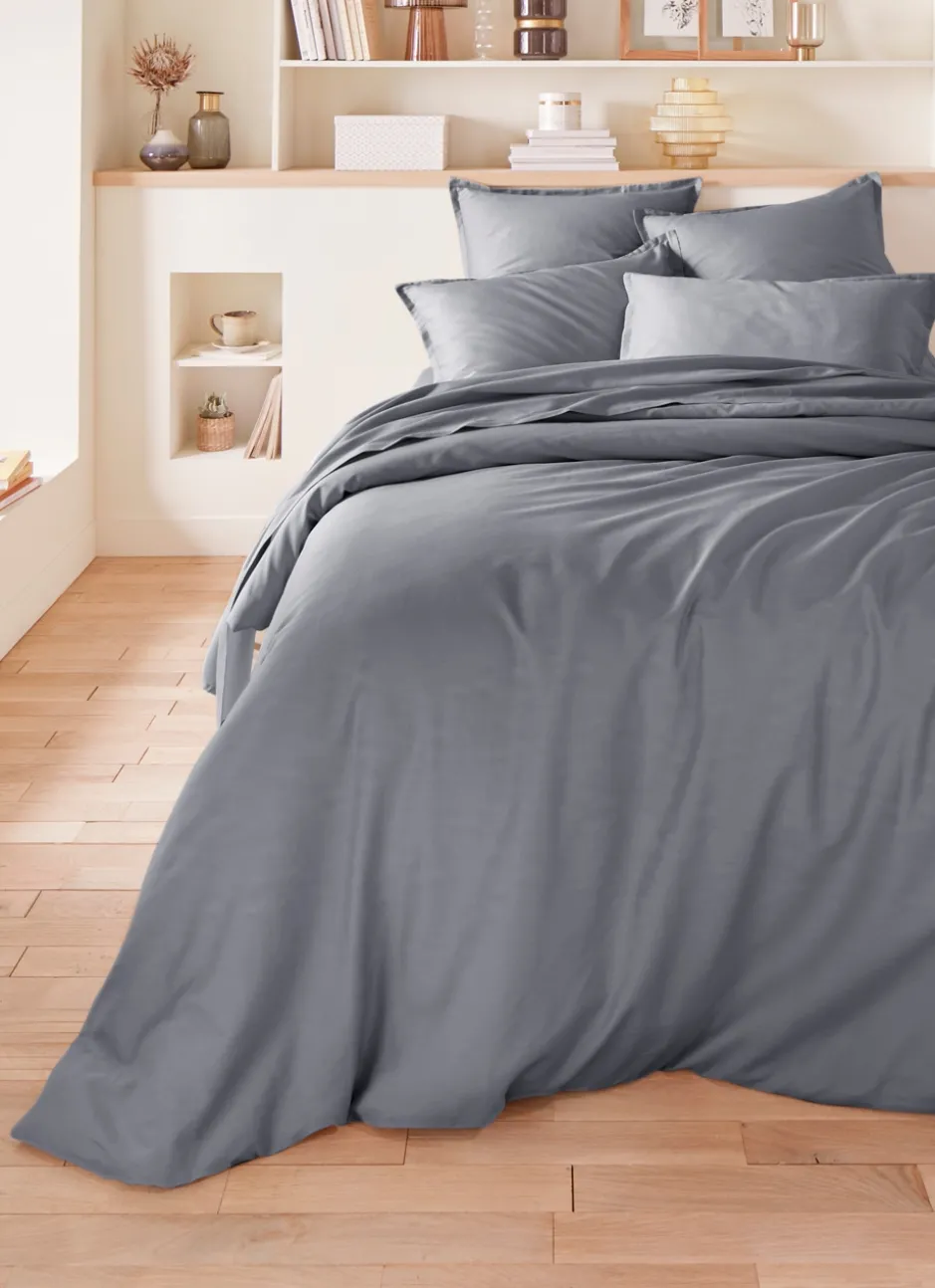 DRAP HOUSSE EN SATIN DE COTON UNI ARDOISE