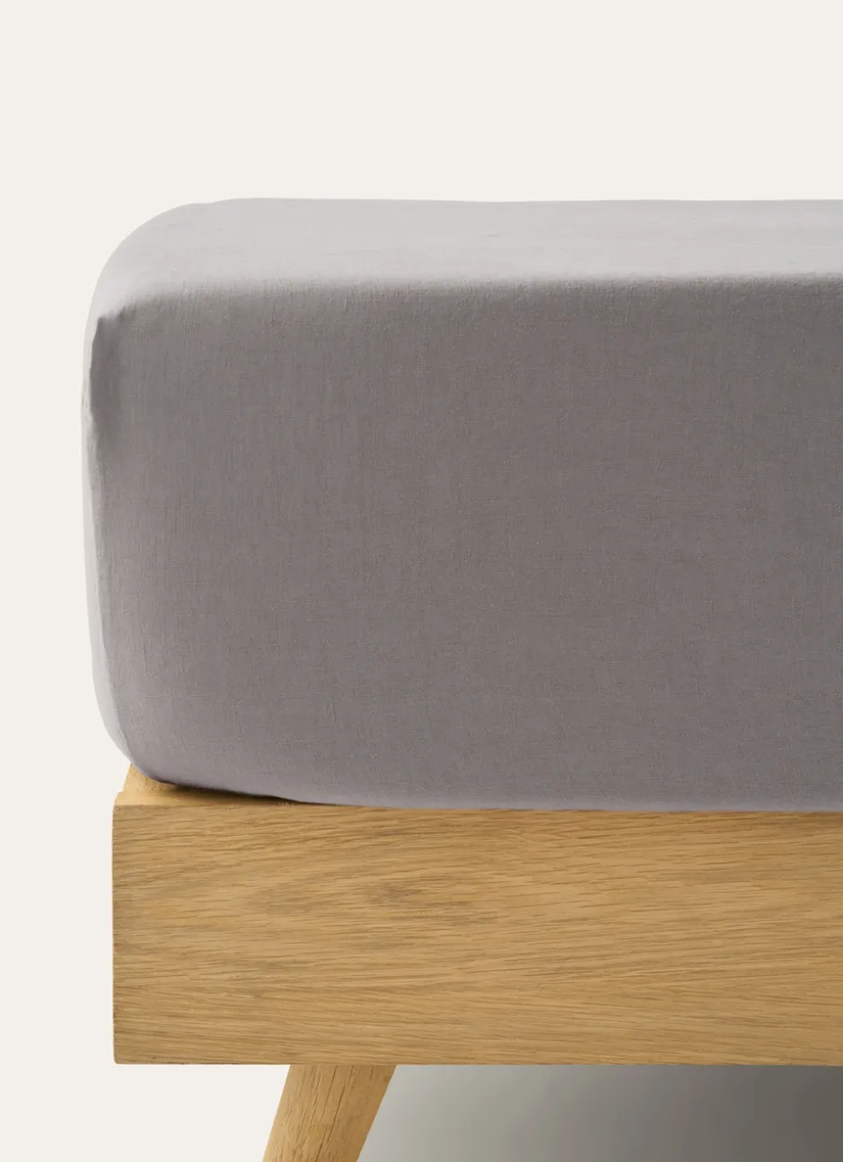 DRAP HOUSSE UNI EN COTON GRAND BONNET 32CM TAUPE CLAIR
