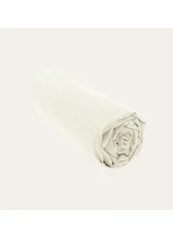 DRAP HOUSSE UNI EN COTON LAVÉ BIO ECRU