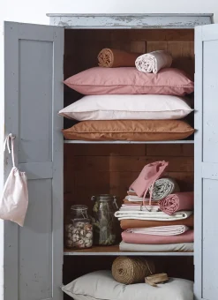 DRAP HOUSSE UNI EN COTON LAVÉ BIO ROSE